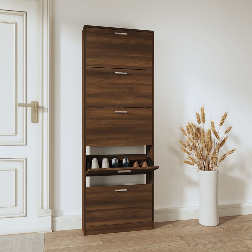Schuhschrank Braun Eichenoptik 59x169 cm