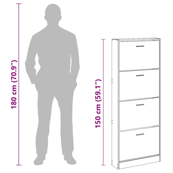 Schuhschrank Eiche 59x17x150 cm