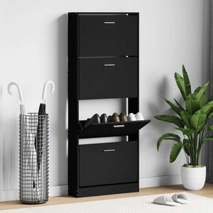 Schuhschrank Schwarz 59x17x150 cm