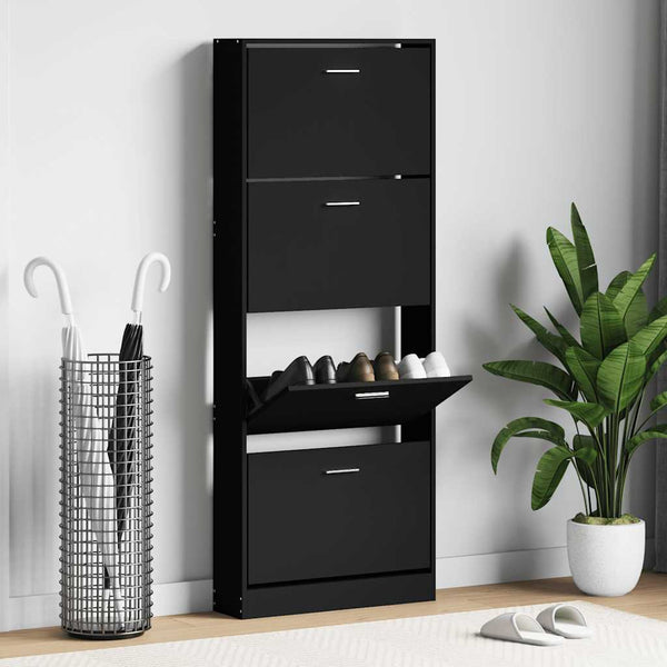 Schuhschrank Schwarz 59x17x150 cm