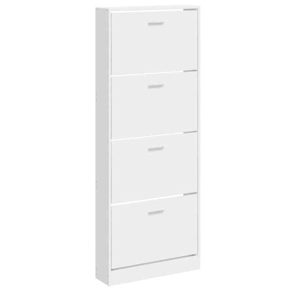 Hochglanz Schuhschrank Weiß 59x17x150cm