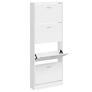 Hochglanz Schuhschrank Weiß 59x17x150cm