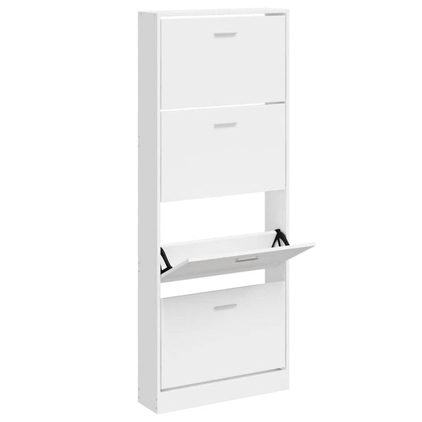 Hochglanz Schuhschrank Weiß 59x17x150cm