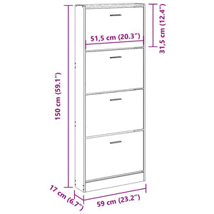 Schuhschrank Braun Eichenoptik 59x150 cm