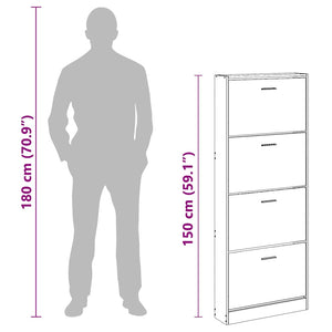 Schuhschrank Braun Eichenoptik 59x150 cm