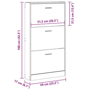 Schuhschrank Schwarz 59x17x108 cm