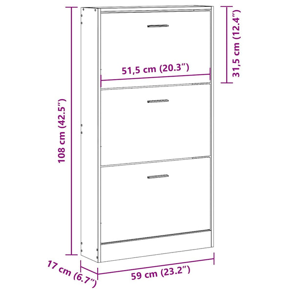 Schuhschrank Schwarz 59x17x108 cm