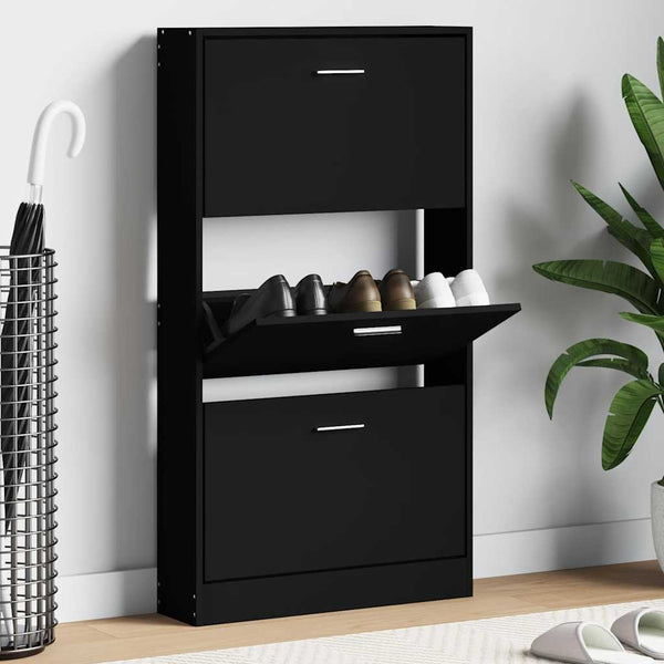 Schuhschrank Schwarz 59x17x108 cm