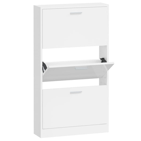 Hochglanz Schuhschrank Weiß 59x108 cm