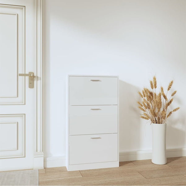 Hochglanz Schuhschrank Weiß 59x108 cm