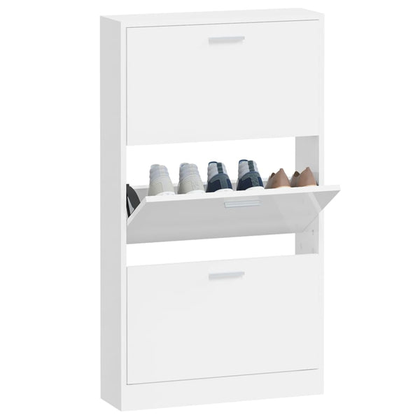 Hochglanz Schuhschrank Weiß 59x108 cm