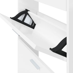 Hochglanz Schuhschrank Weiß 59x108 cm