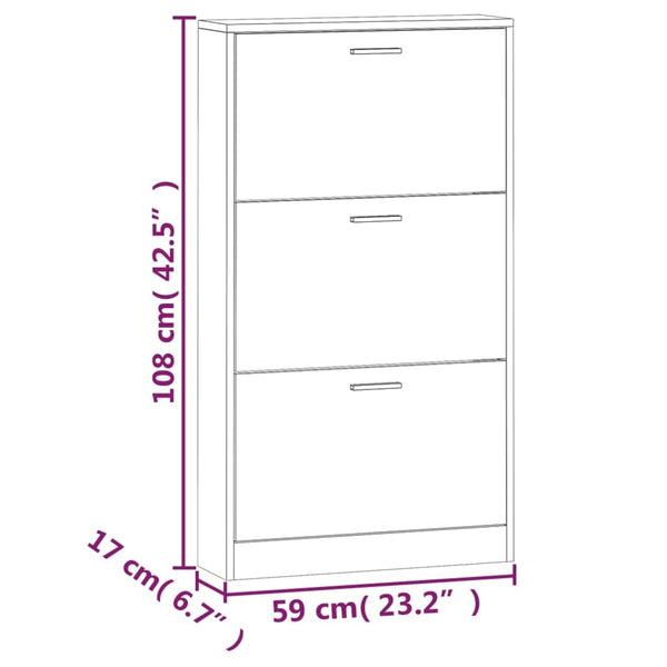 Hochglanz Schuhschrank Weiß 59x108 cm