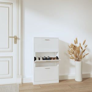Hochglanz Schuhschrank Weiß 59x108 cm