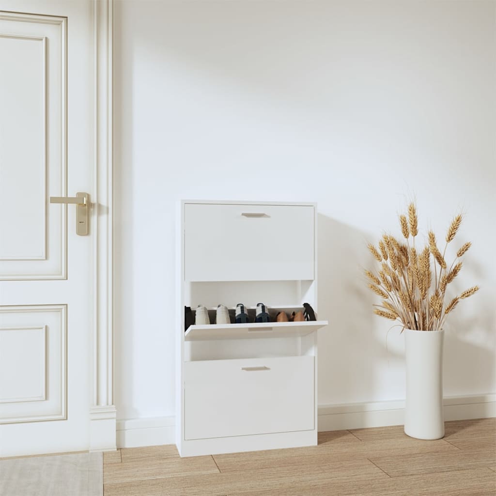 Hochglanz Schuhschrank Weiß 59x108 cm