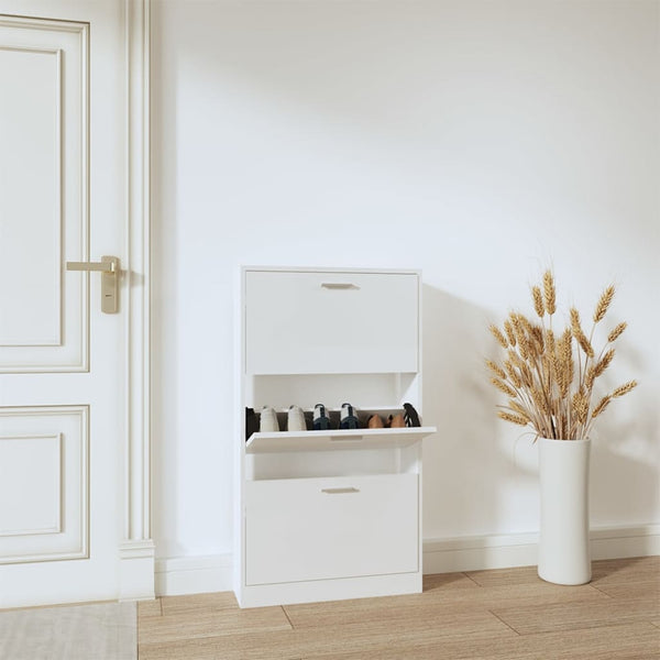 Hochglanz Schuhschrank Weiß 59x108 cm
