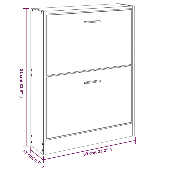 Schuhschrank Eiche 59x17x81cm
