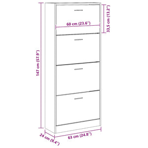 Weißer Schuhschrank 63x24x147 cm