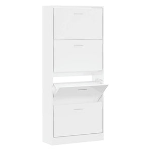 Hochglanz Schuhschrank Weiß 63x147 cm