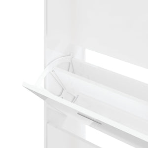Hochglanz Schuhschrank Weiß 63x147 cm