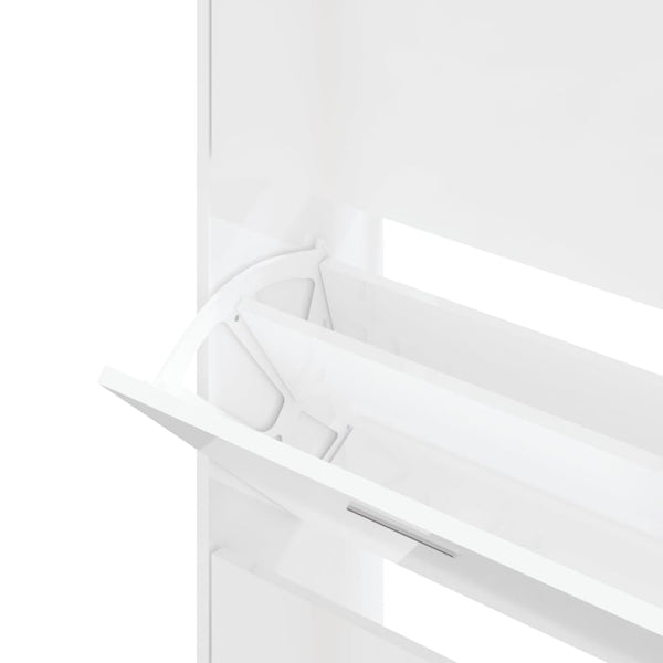 Hochglanz Schuhschrank Weiß 63x147 cm