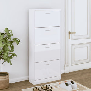 Hochglanz Schuhschrank Weiß 63x147 cm