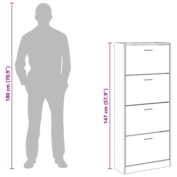 Schuhschrank Räuchereiche 63x24x147 cm