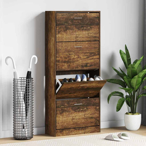 Schuhschrank Räuchereiche 63x24x147 cm