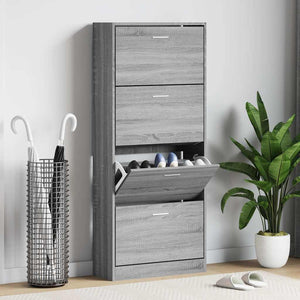 Schuhschrank Grau Sonoma 63x24x147 cm
