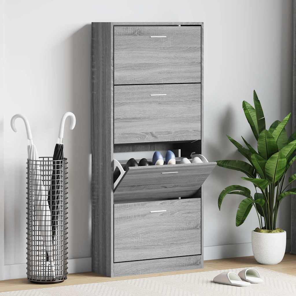 Schuhschrank Grau Sonoma 63x24x147 cm