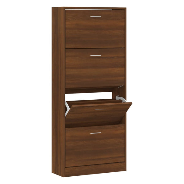 Schuhschrank Braun Eichenoptik 63x24x147cm