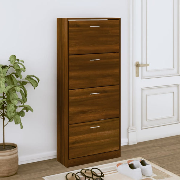 Schuhschrank Braun Eichenoptik 63x24x147cm