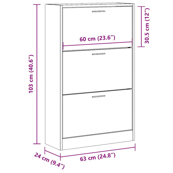Schuhschrank Sonoma Eiche 63x24x103 cm