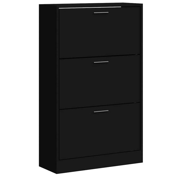 Schuhschrank Schwarz 63x24x103cm