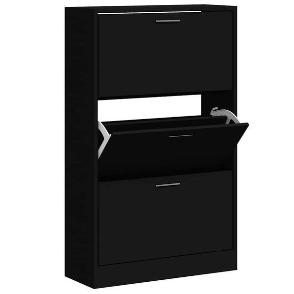 Schuhschrank Schwarz 63x24x103cm