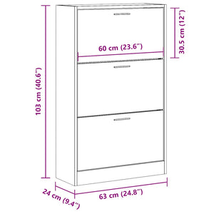 Schuhschrank Schwarz 63x24x103cm