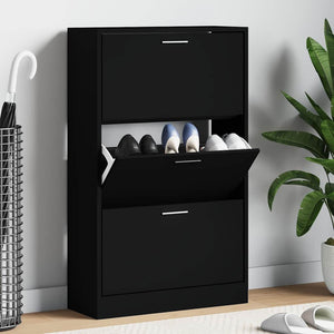 Schuhschrank Schwarz 63x24x103cm