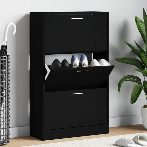 Schuhschrank Schwarz 63x24x103cm