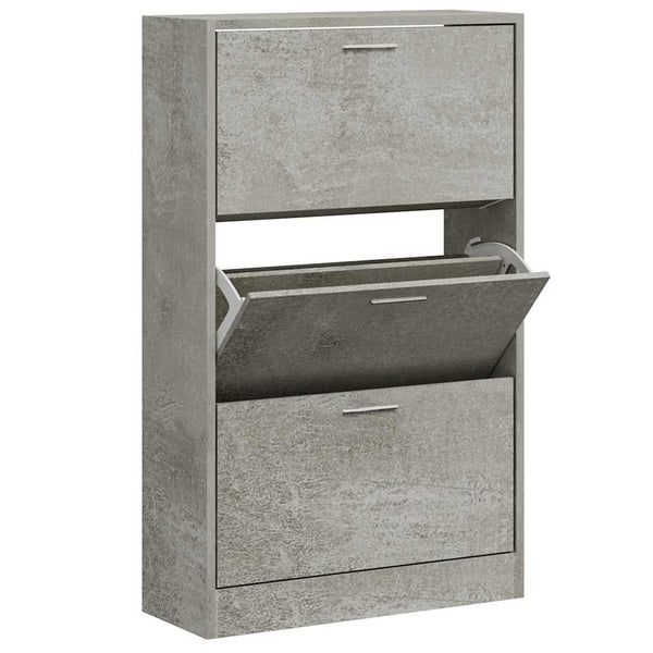 vidaXL Shoe Cabinet Concrete Grey 63x24x103 cm Engineered Wood