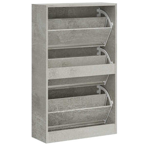 vidaXL Shoe Cabinet Concrete Grey 63x24x103 cm Engineered Wood