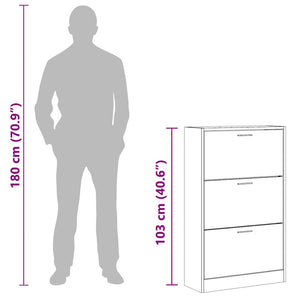 vidaXL Shoe Cabinet Concrete Grey 63x24x103 cm Engineered Wood