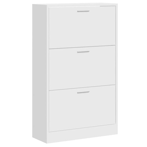 vidaXL Shoe Cabinet High Gloss White 63x24x103 cm Engineered Wood