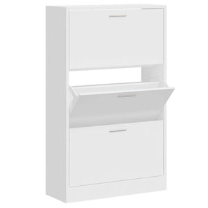 vidaXL Shoe Cabinet High Gloss White 63x24x103 cm Engineered Wood