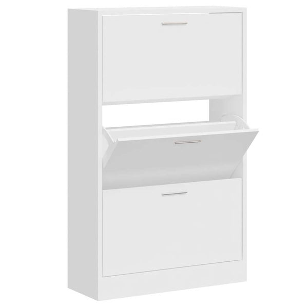 vidaXL Shoe Cabinet High Gloss White 63x24x103 cm Engineered Wood