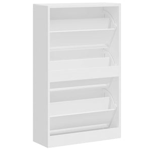 vidaXL Shoe Cabinet High Gloss White 63x24x103 cm Engineered Wood