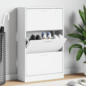 vidaXL Shoe Cabinet High Gloss White 63x24x103 cm Engineered Wood