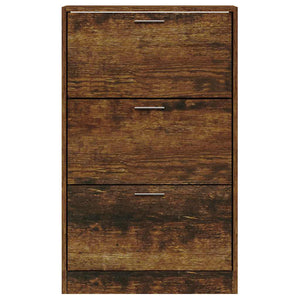 vidaXL Shoe Cabinet Smoked Oak 63x24x103 cm Engineered Wood