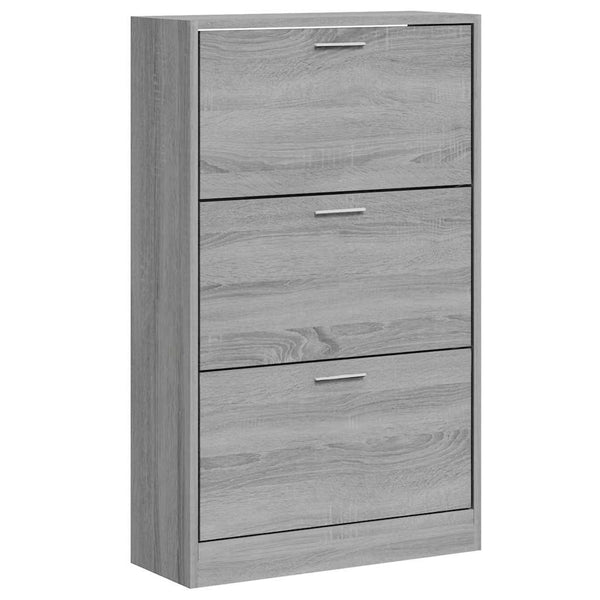 vidaXL Shoe Cabinet Sonoma Grey 63x24x103 cm Engineered Wood