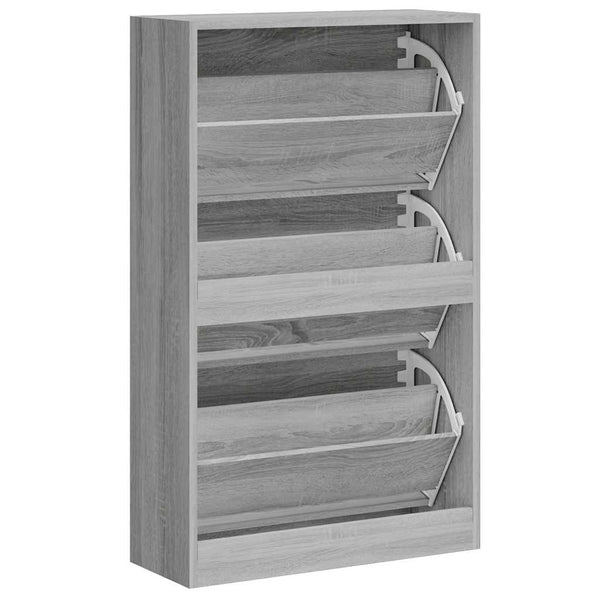 vidaXL Shoe Cabinet Sonoma Grey 63x24x103 cm Engineered Wood