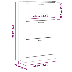 vidaXL Shoe Cabinet Sonoma Grey 63x24x103 cm Engineered Wood